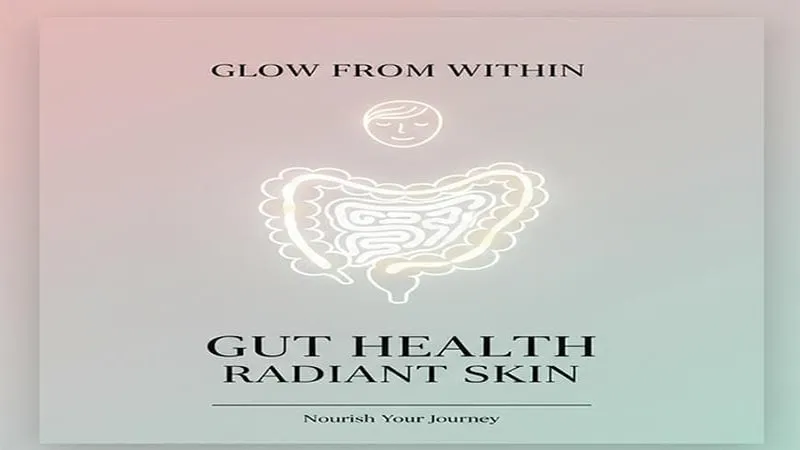 Minimal illustration of digestive system representing gut health and radiant skin connection